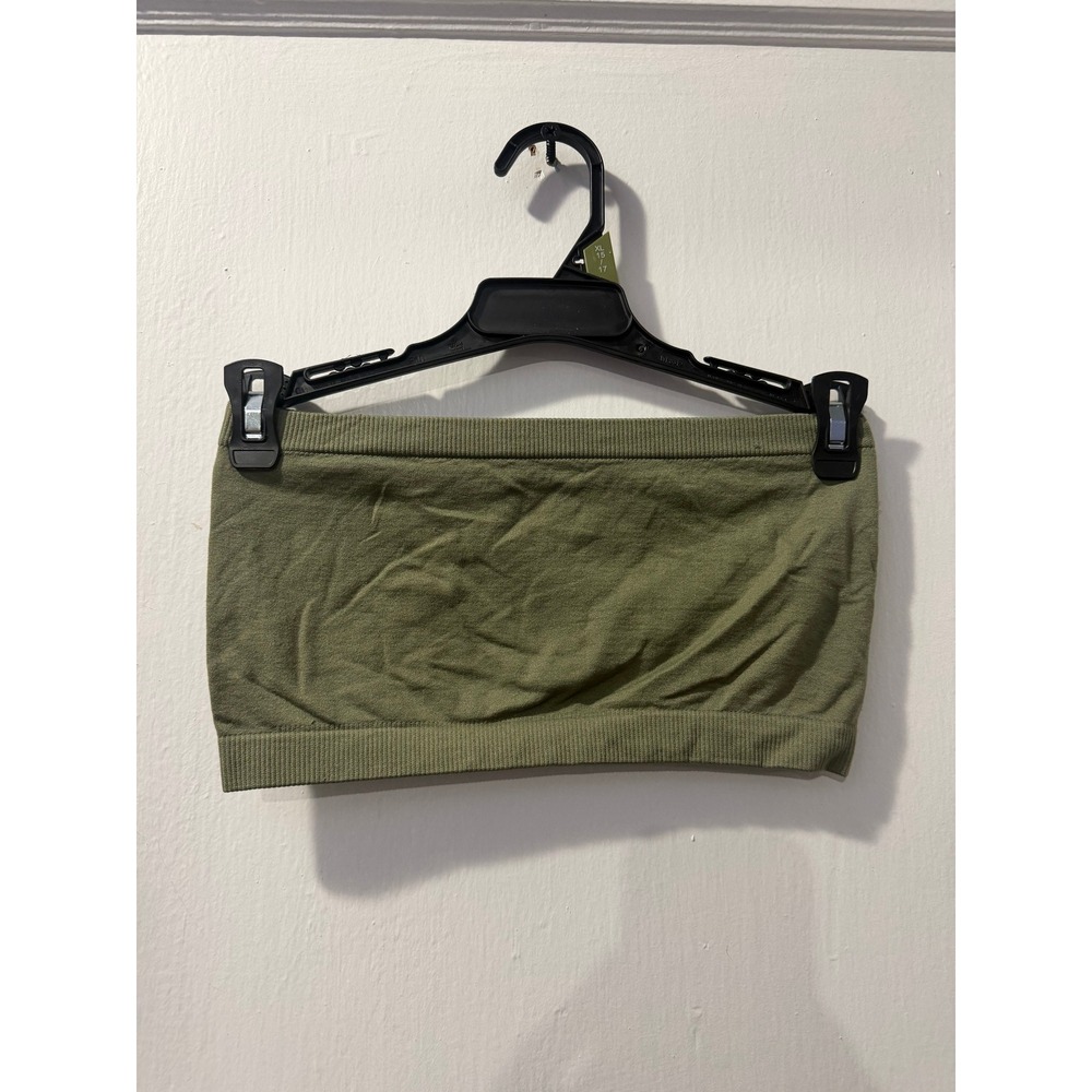 Zenana Olive Green Bandeau Ribbed Seamless Strapless Tube Top One Size